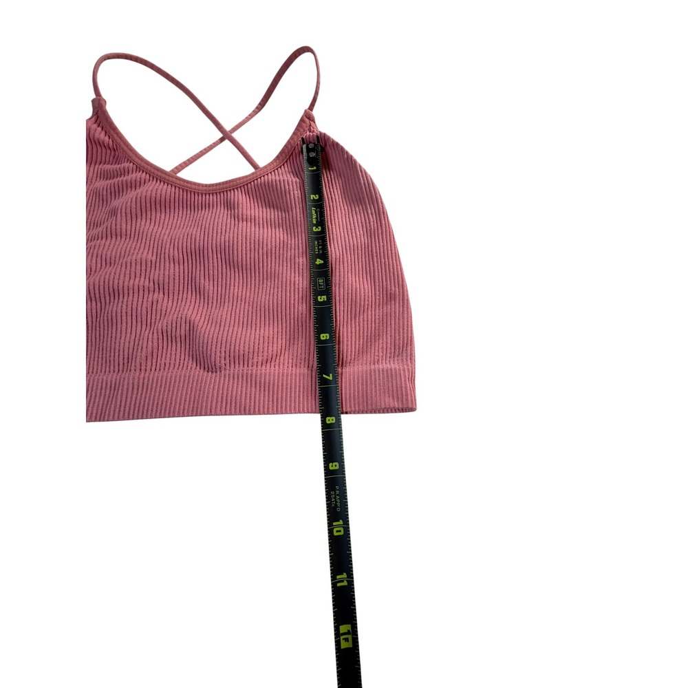 Unbranded Ribbed Crop Top Womens XS Pink Excellent Strappy Criss Cross Back - Picture 5 of 5